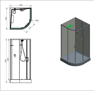 Душевая кабина Aquanet Passion EVO 282010 R 100x100 см профиль чёрный  стекло прозрачное